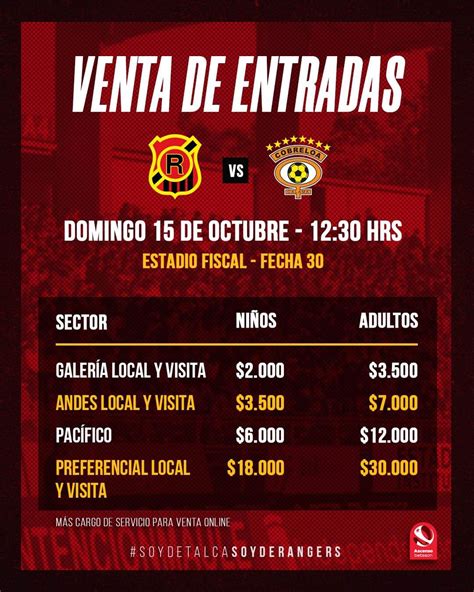 cobreloa vs rangers entradas